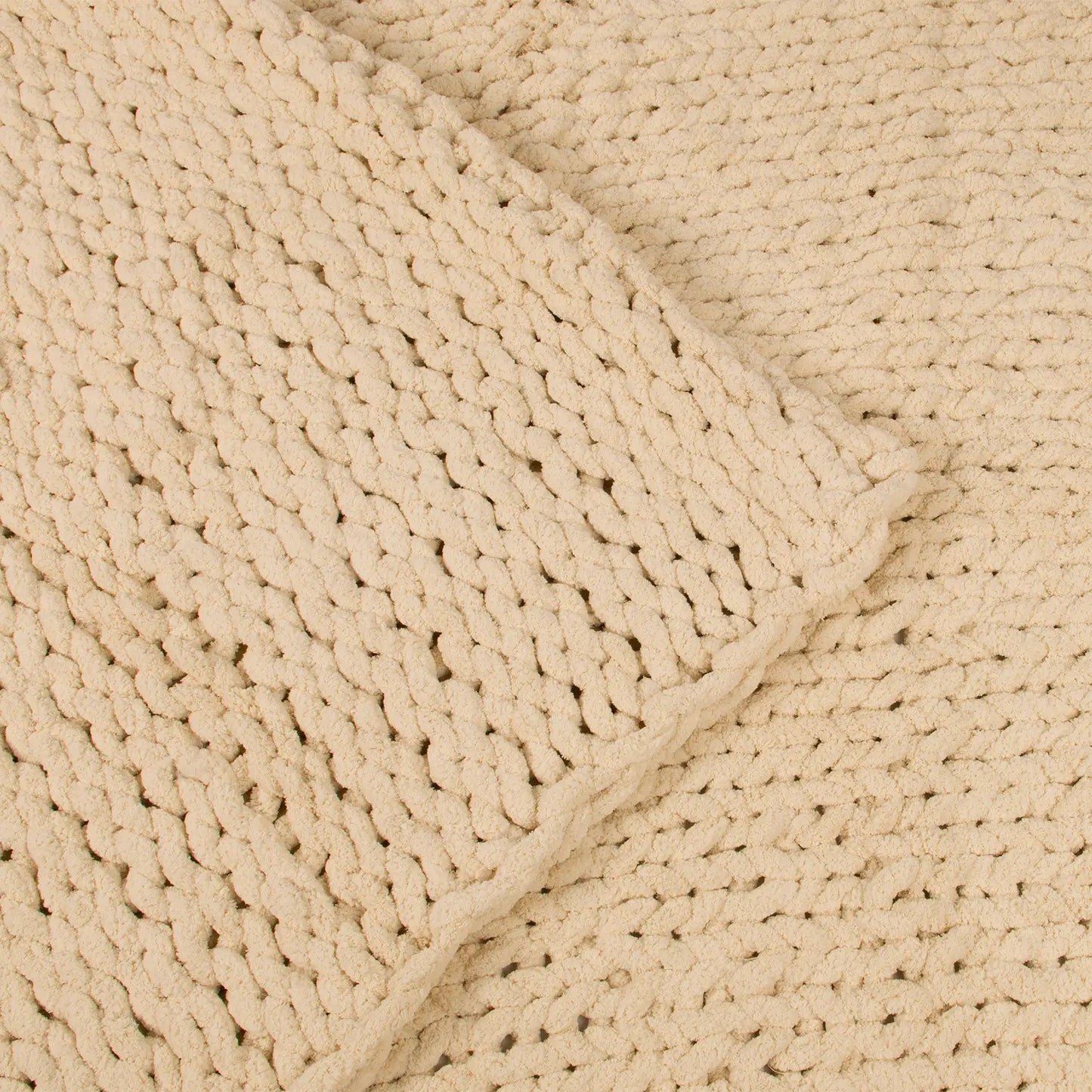 Koc Chenille Pleciony Beżowy 150x200 cm (90750001)
