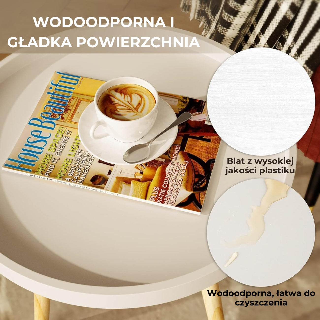 Okrągły stolik kawowy MDF nowoczesny elegancki (91860001)