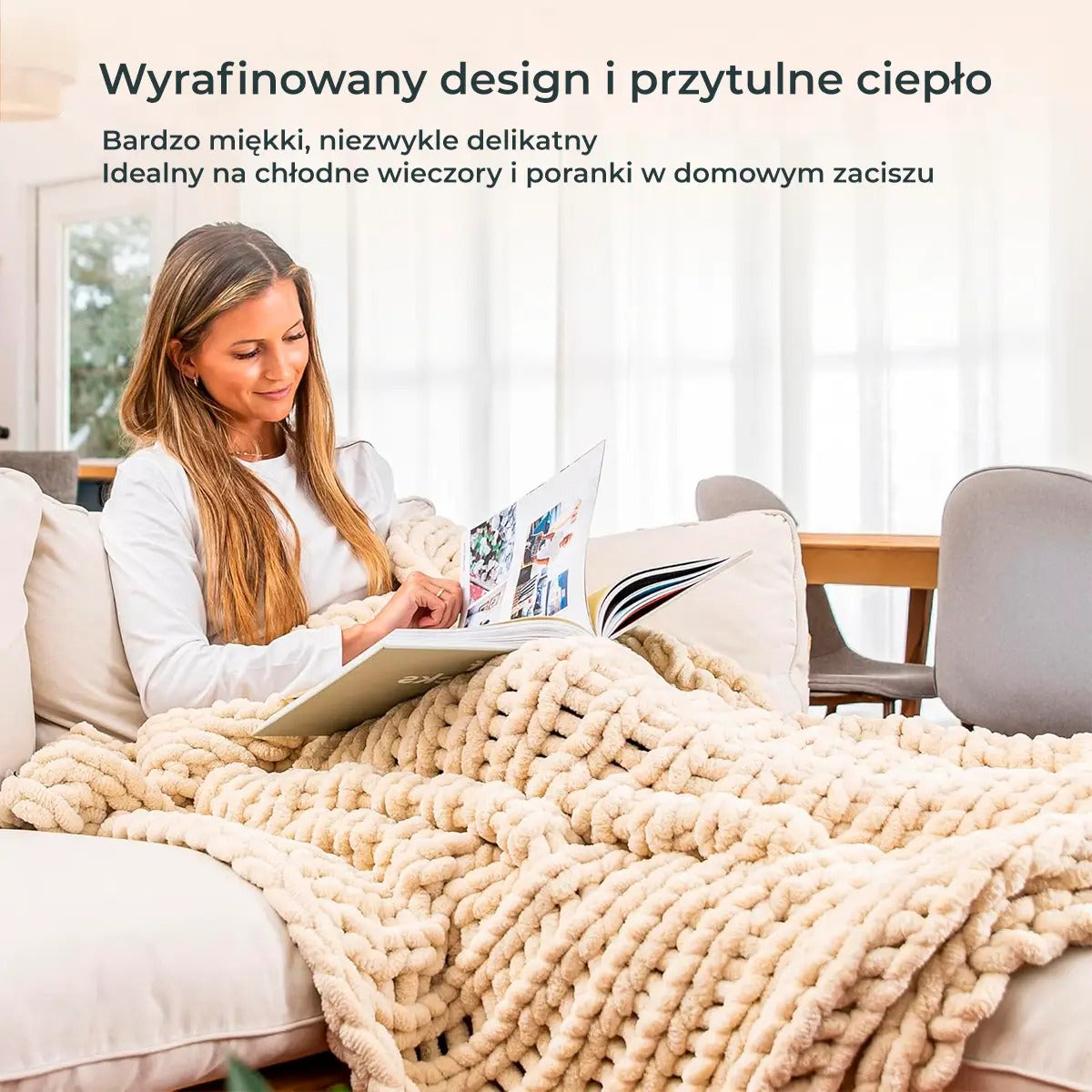 Koc Chenille Pleciony Beżowy 150x200 cm (90750001)
