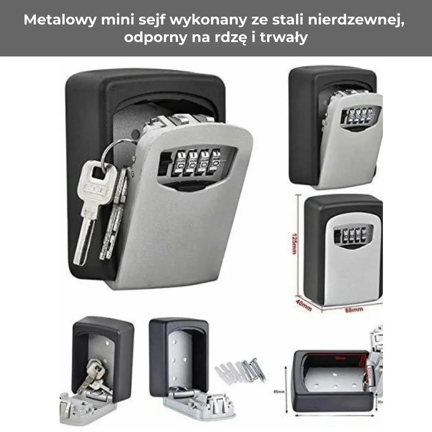 Mini Metalowy Sejf na Klucze z Kodem Szyfrowym (89850001)