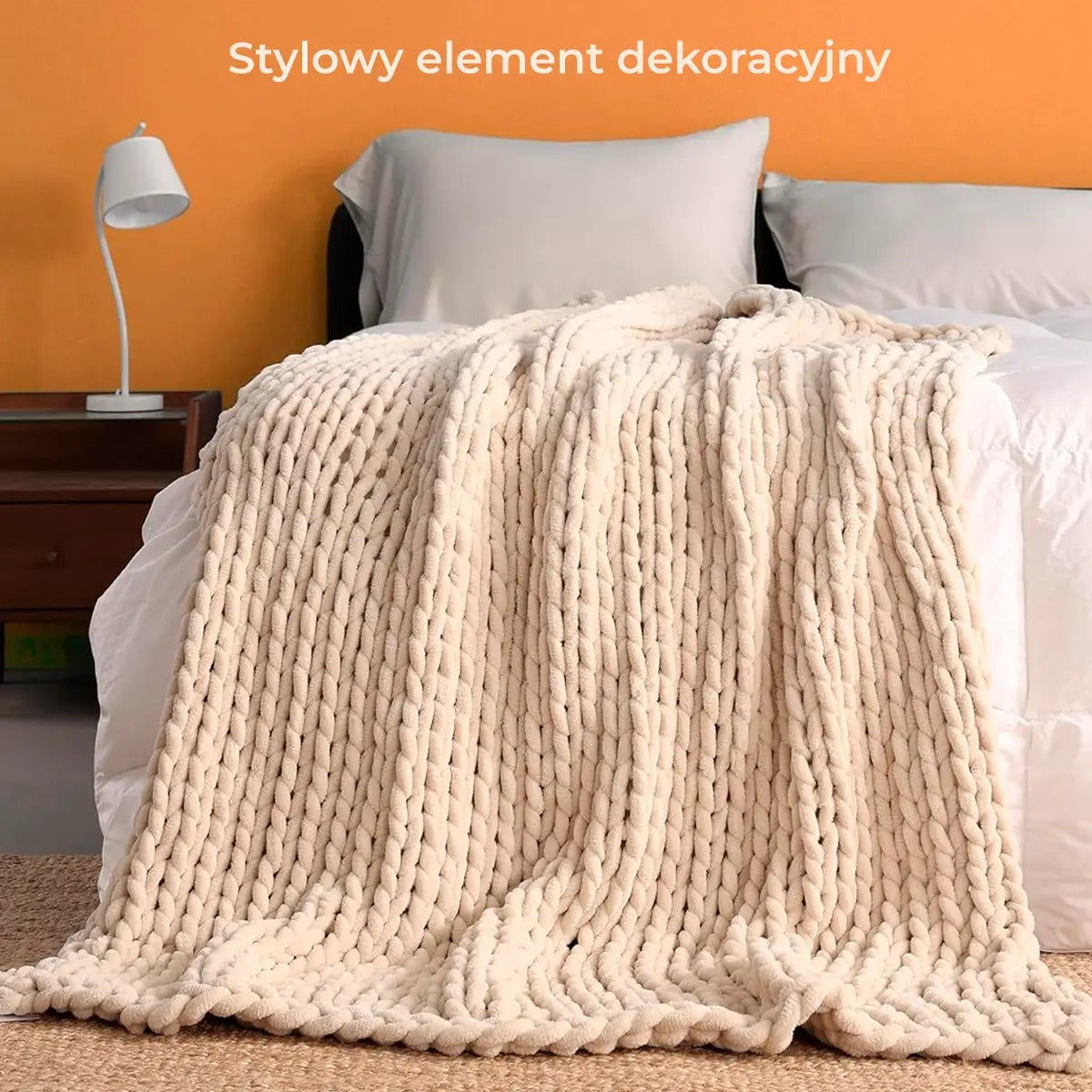 Koc Chenille Pleciony Beżowy 150x200 cm (90750001)
