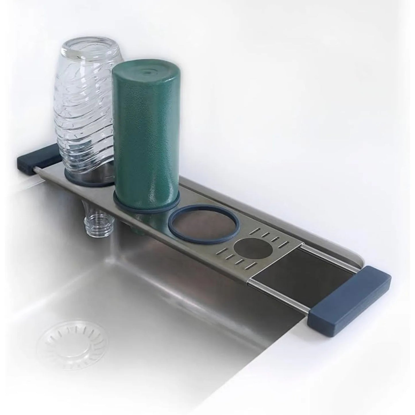 Organizer do zlewu 3w1 - metalowy stojak na zmywak (8641)