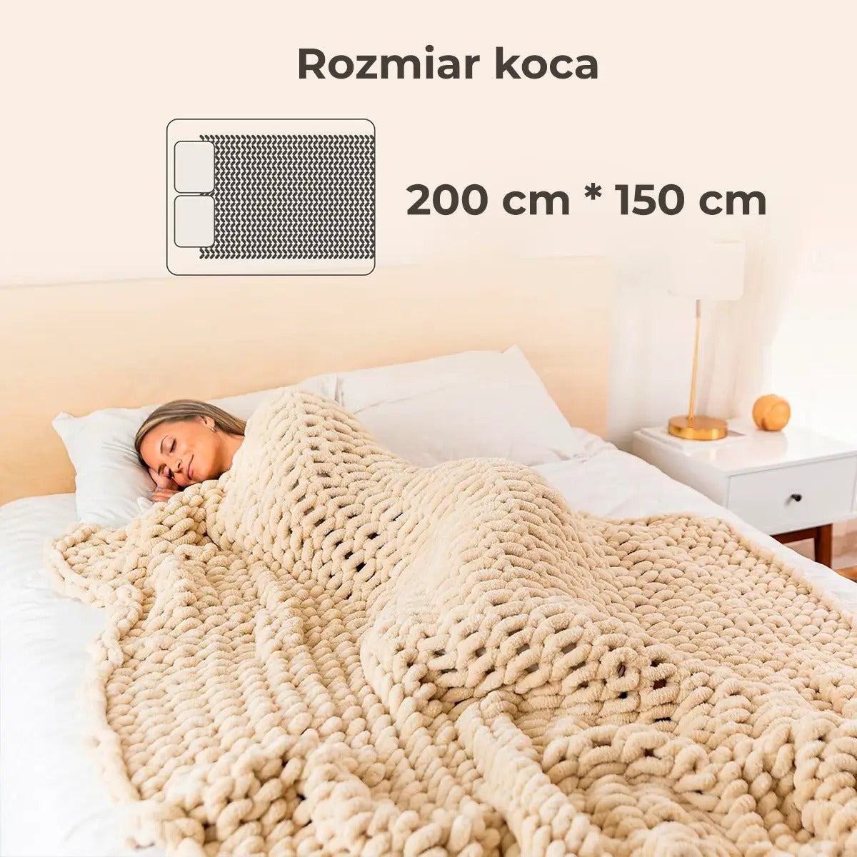 Koc Chenille Pleciony Beżowy 150x200 cm (90750001)