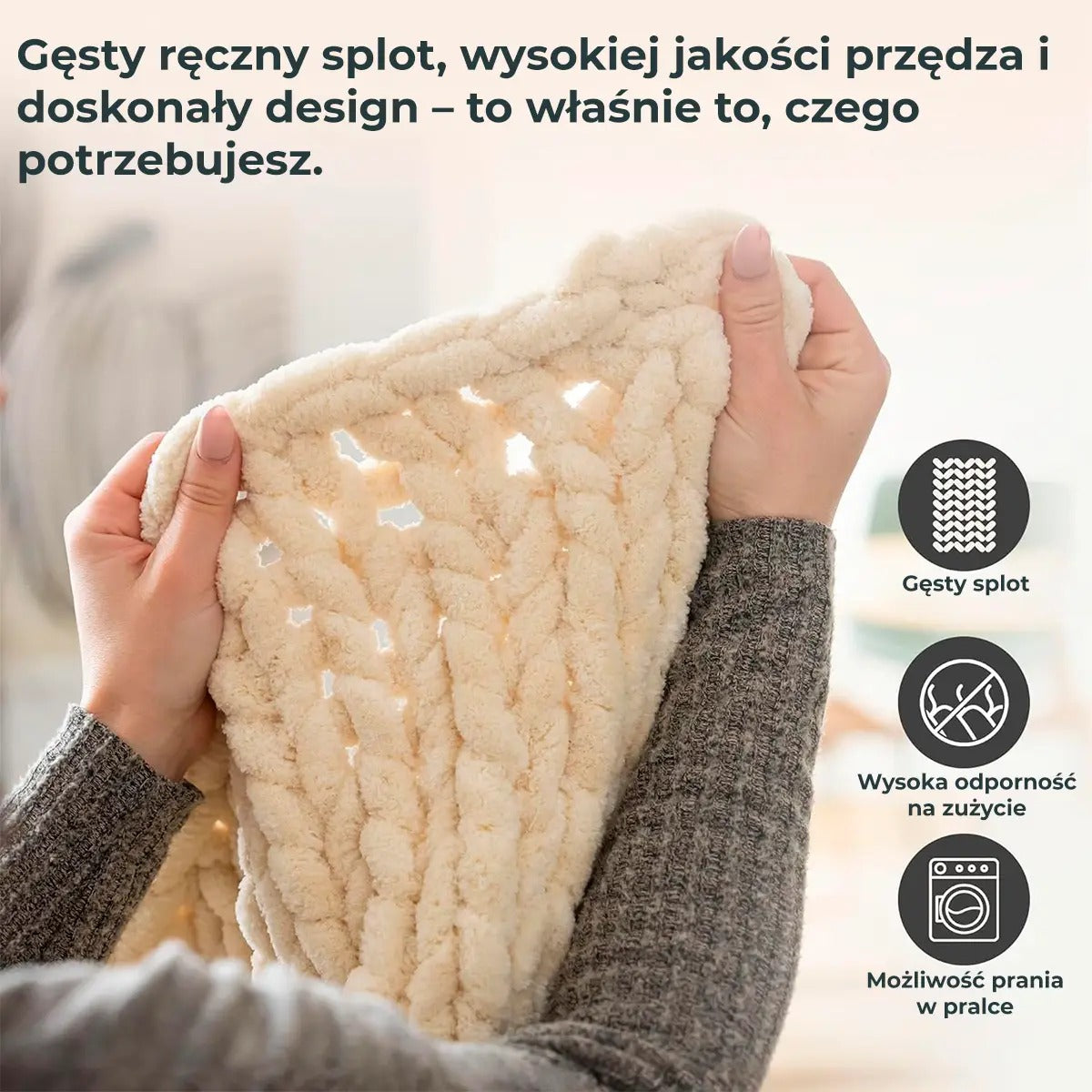 Koc Chenille Pleciony Beżowy 150x200 cm (90750001)