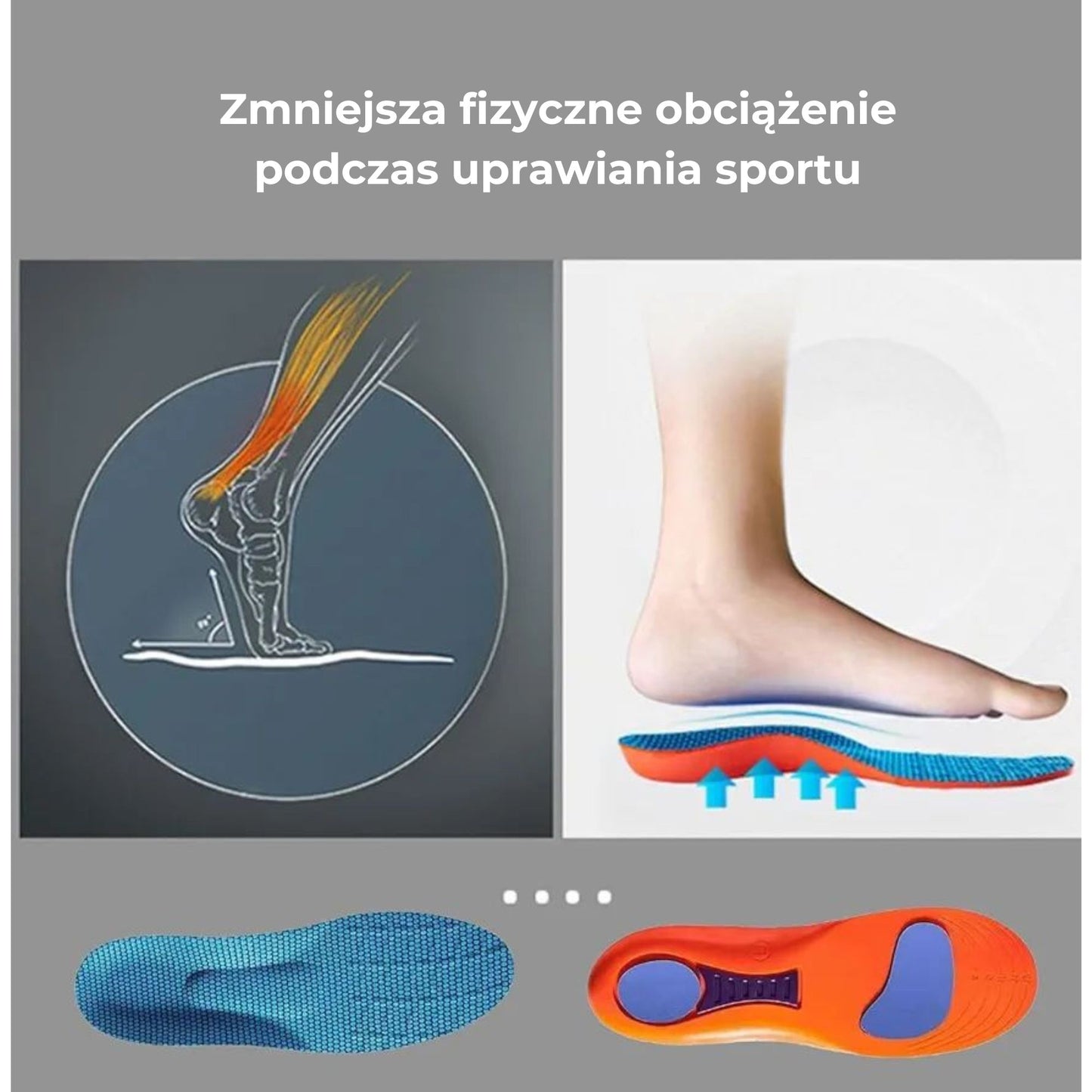 Ortopedyczne wkładki sportowe do butów amortyzujące wstrząsy (41-42) (89720003)