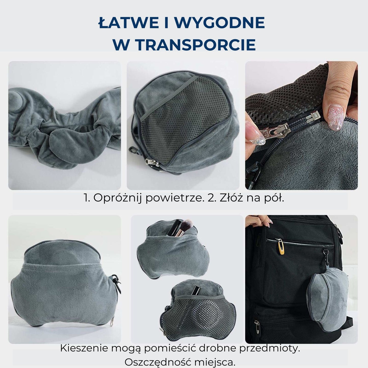 Poduszka Podróżna Nadmuchiwana Wygodna Miękka (89730001)