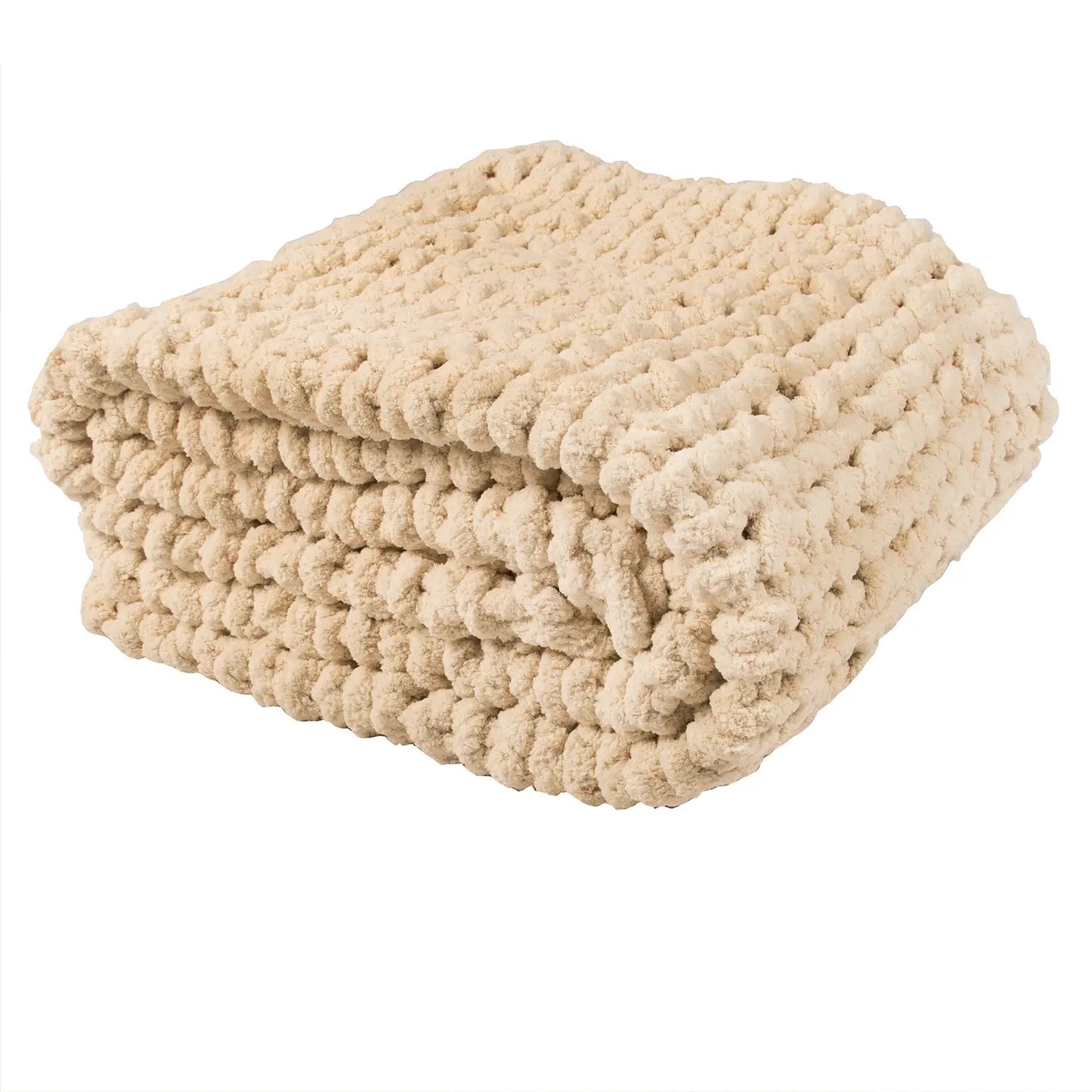 Koc Chenille Pleciony Beżowy 150x200 cm (90750001)