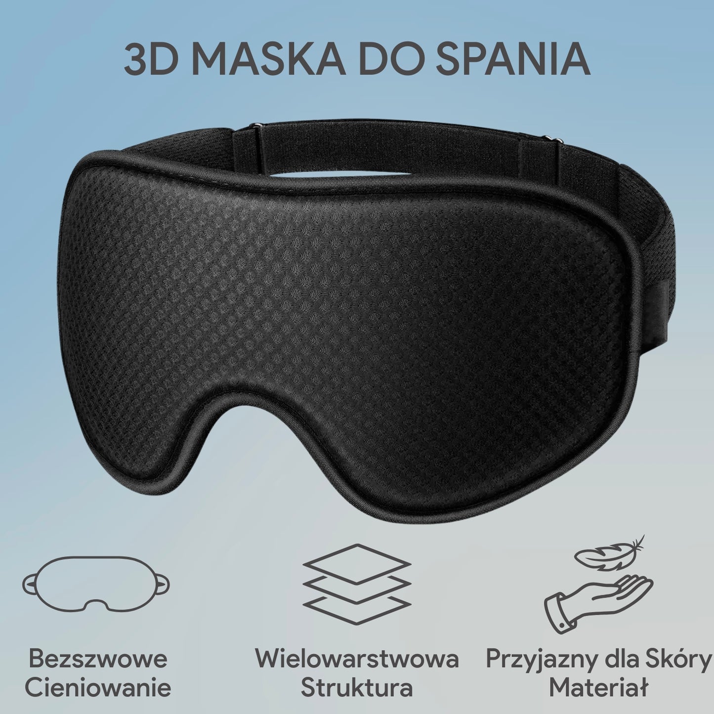 3D Opaska na oczy Maska anatomiczna + zatyczki do uszu w zestawie (90760001)
