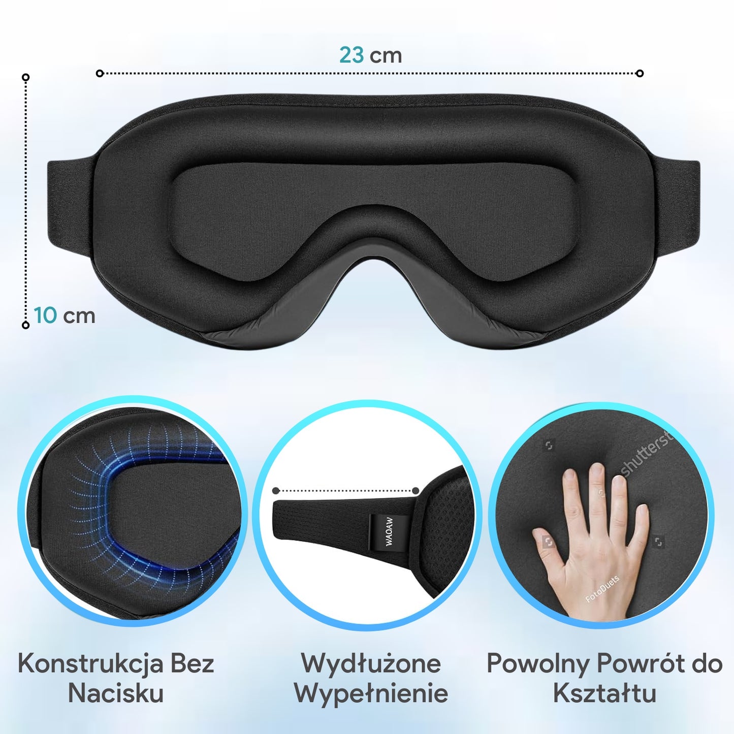 3D Opaska na oczy Maska anatomiczna + zatyczki do uszu w zestawie (90760001)