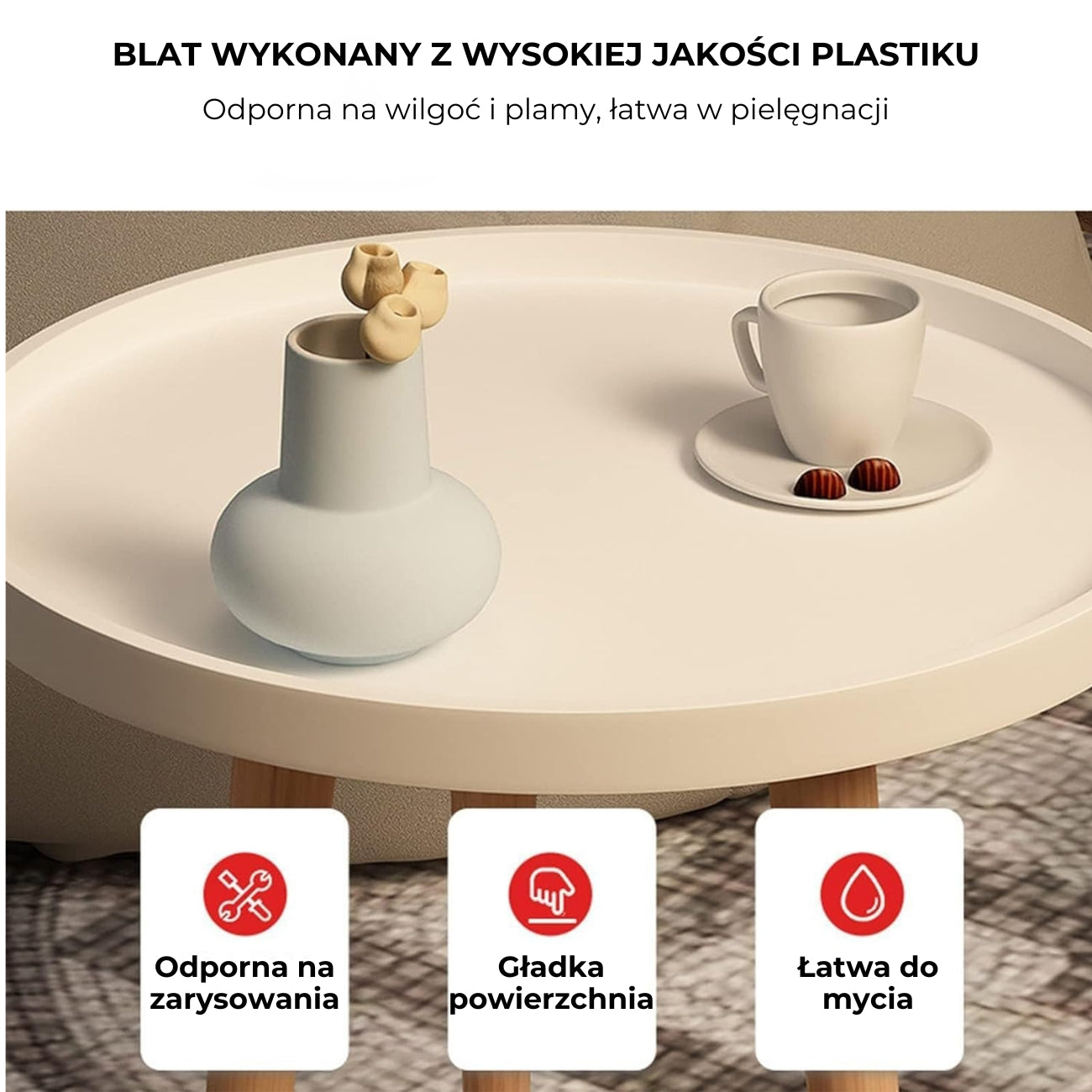 Okrągły stolik kawowy MDF nowoczesny elegancki (91860001)