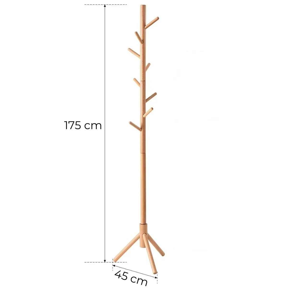 Wieszak bambusowy stojący z 8 hakami, naturalny design, łatwy montaż (91810001)