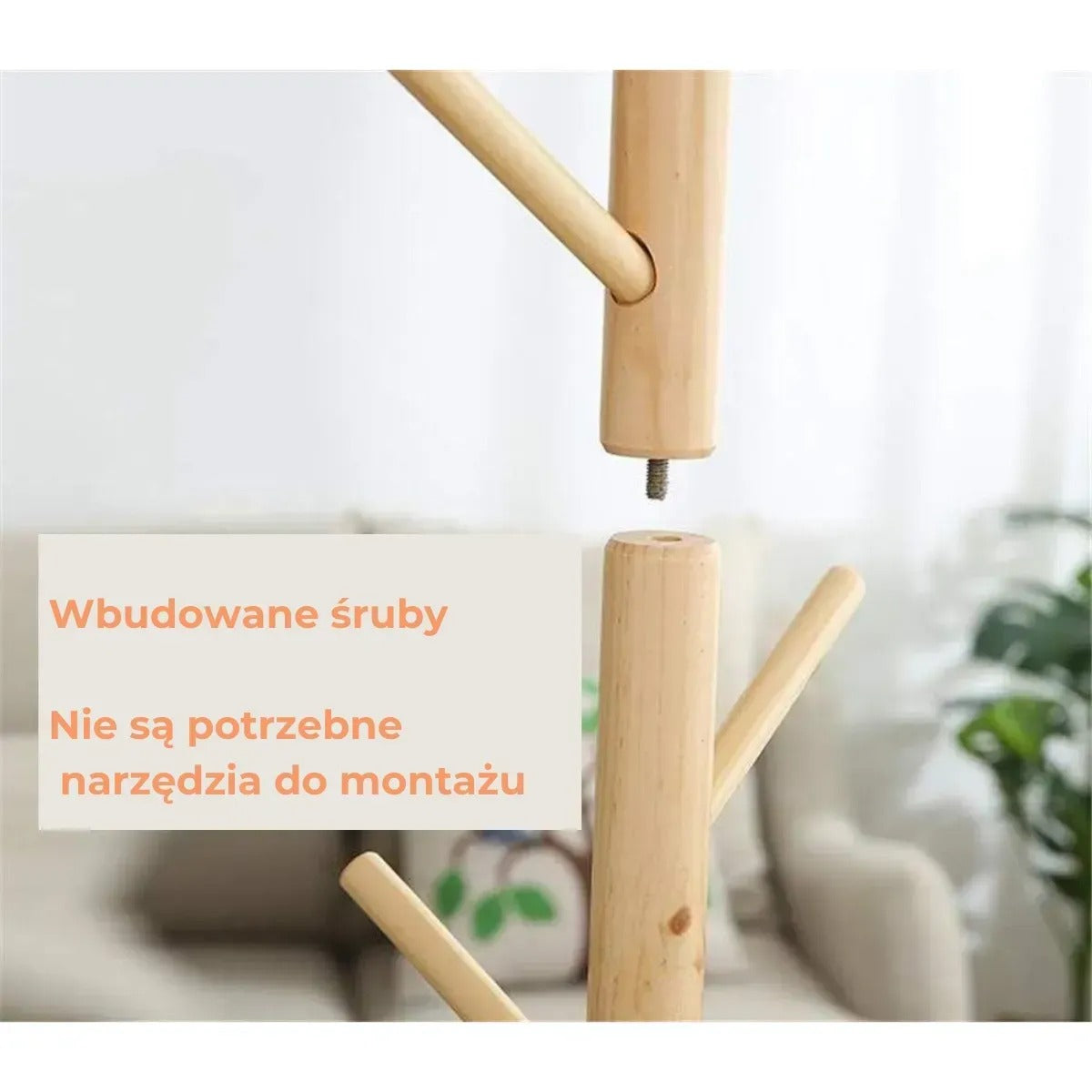 Wieszak bambusowy stojący z 8 hakami, naturalny design, łatwy montaż (91810001)