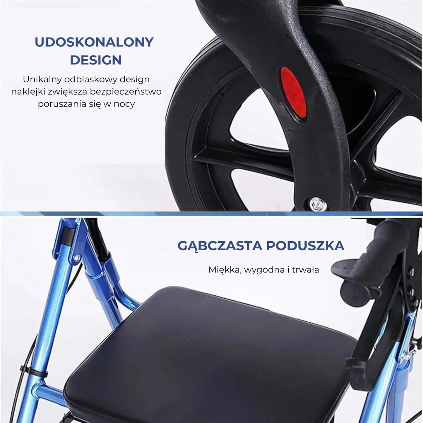 Balkonik czterokołowy z regulacją wysokości rączek dla seniorów (8236)