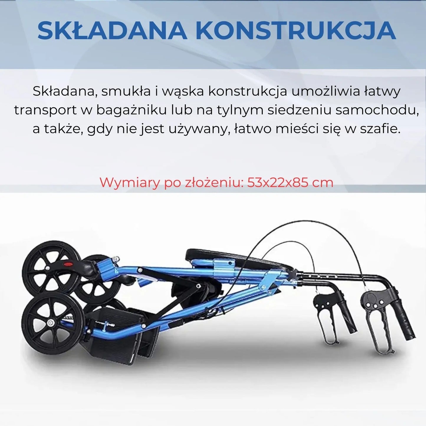 Balkonik czterokołowy z regulacją wysokości rączek dla seniorów (8236)