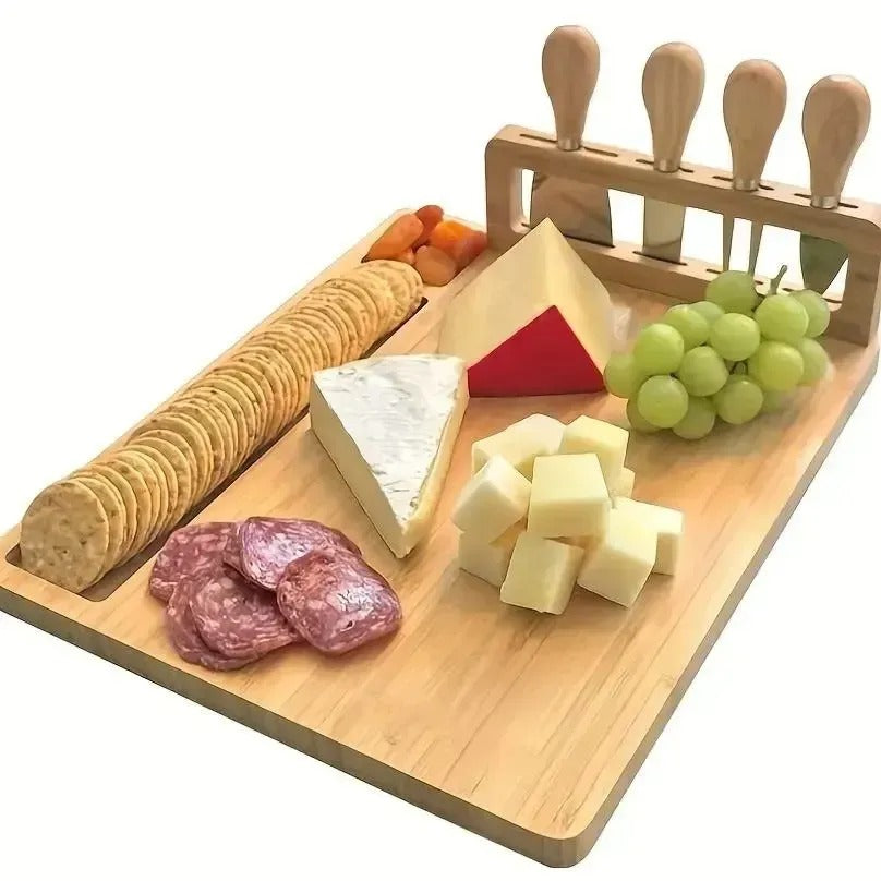 Bambusowa deska do serwowania serów i wędlin z nożami - elegancki zestaw (91720001)