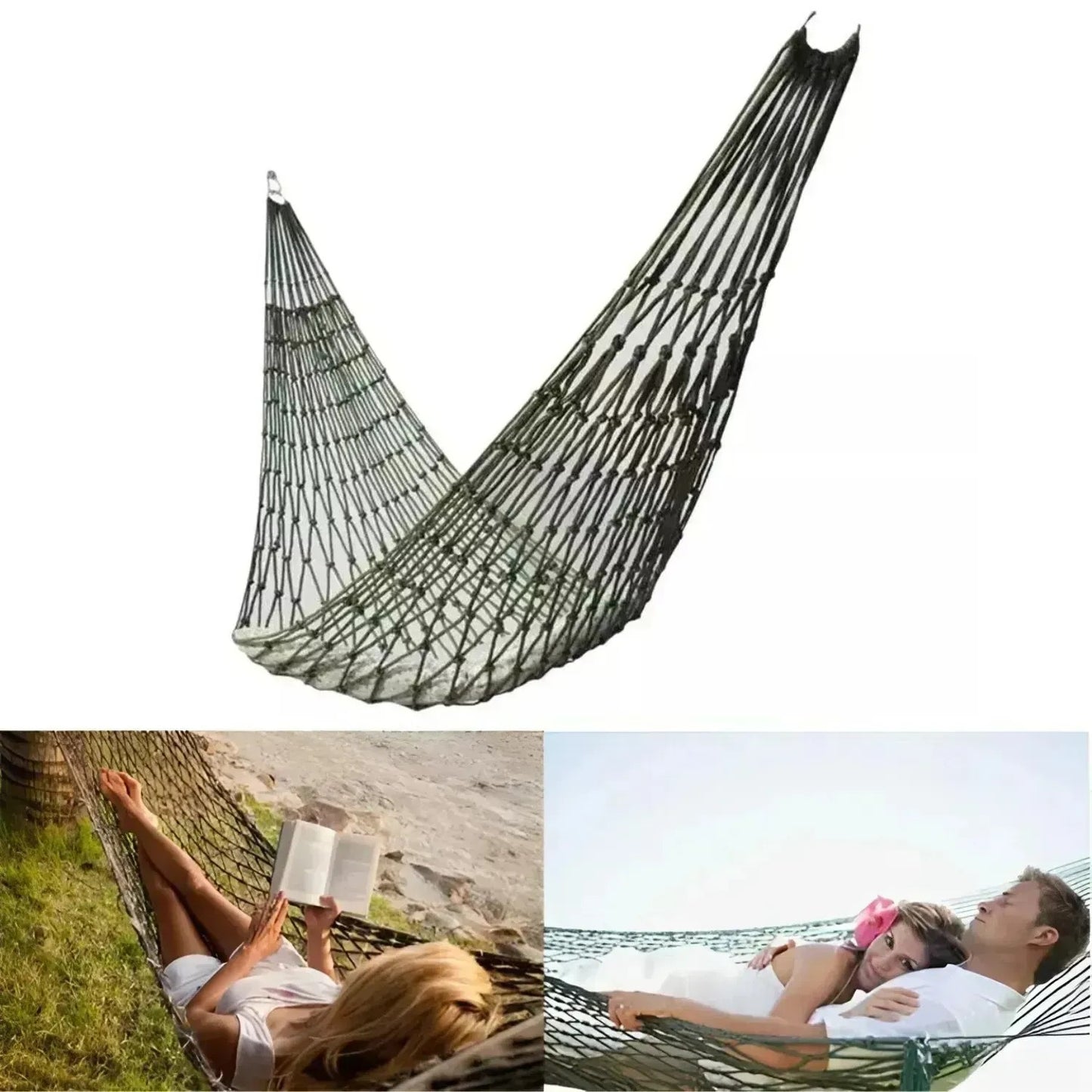 Hamak Ogrodowy Nylonowy Zielony 220x100 cm (59950001)