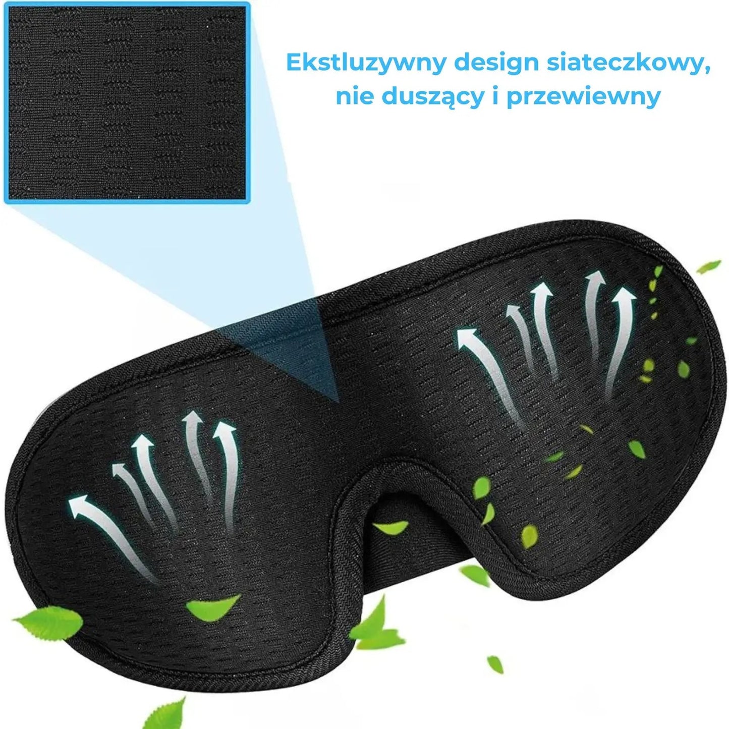 Opaska na oczy anatomiczna Premium do spania, oddychająca (89680001)