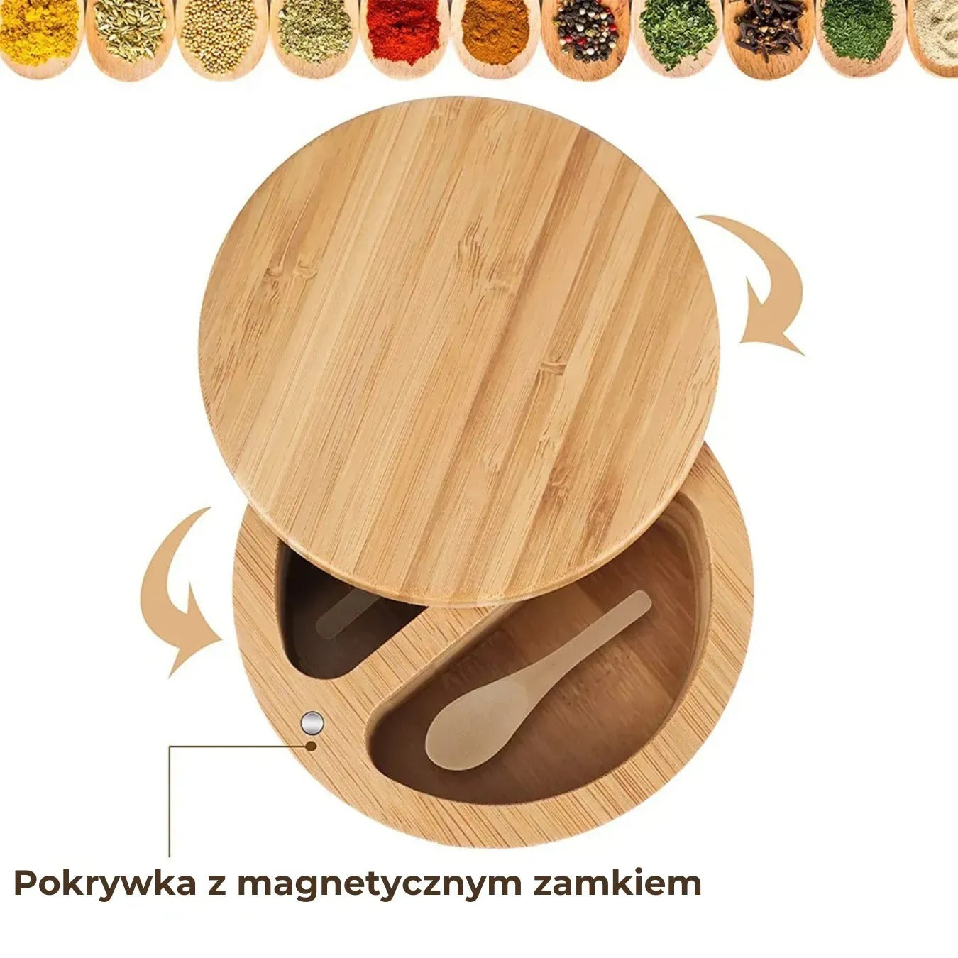 Bambusowy pojemnik na przyprawy z łyżeczkami (91730001)