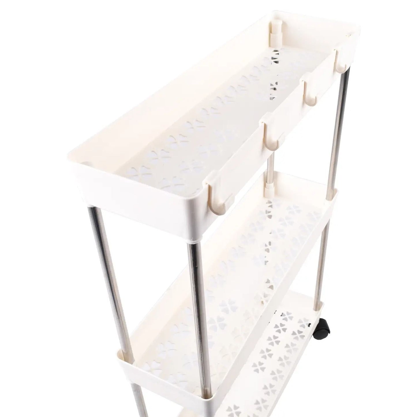 Wąski Regał Łazienkowy Mobilny na Kółkach 3 Półki Biały (83590001)