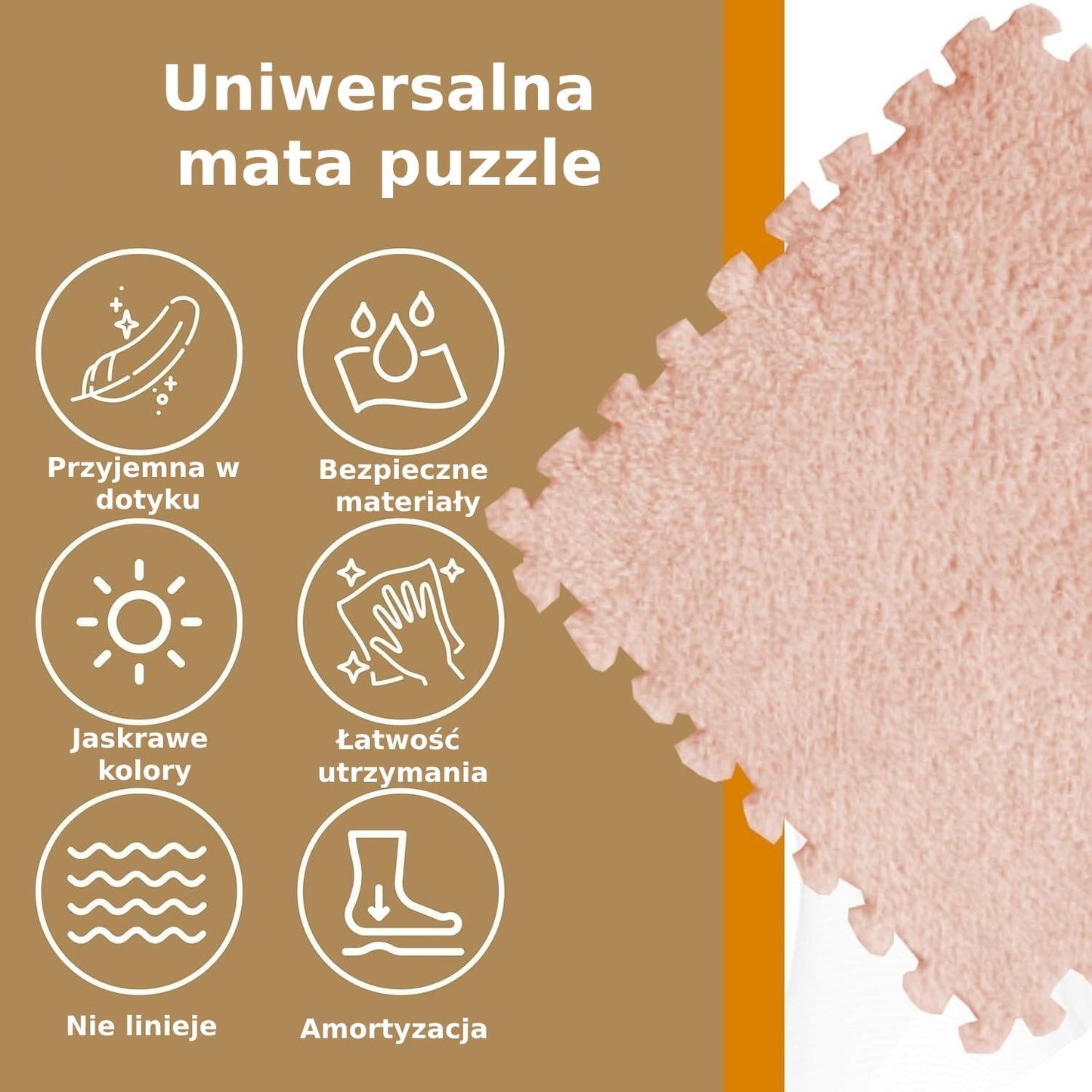 Beżowa mata podłogowa pluszowa 30x30 cm - zestaw 10 sztuk (84220003)