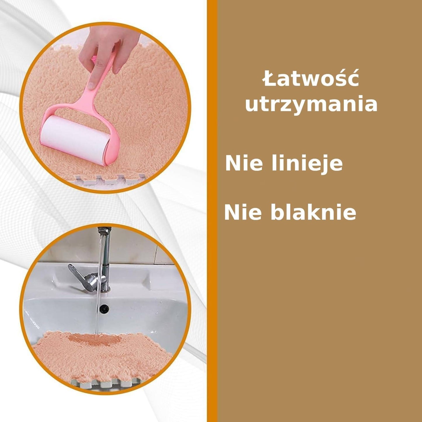 Beżowa mata podłogowa pluszowa 30x30 cm - zestaw 10 sztuk (84220003)
