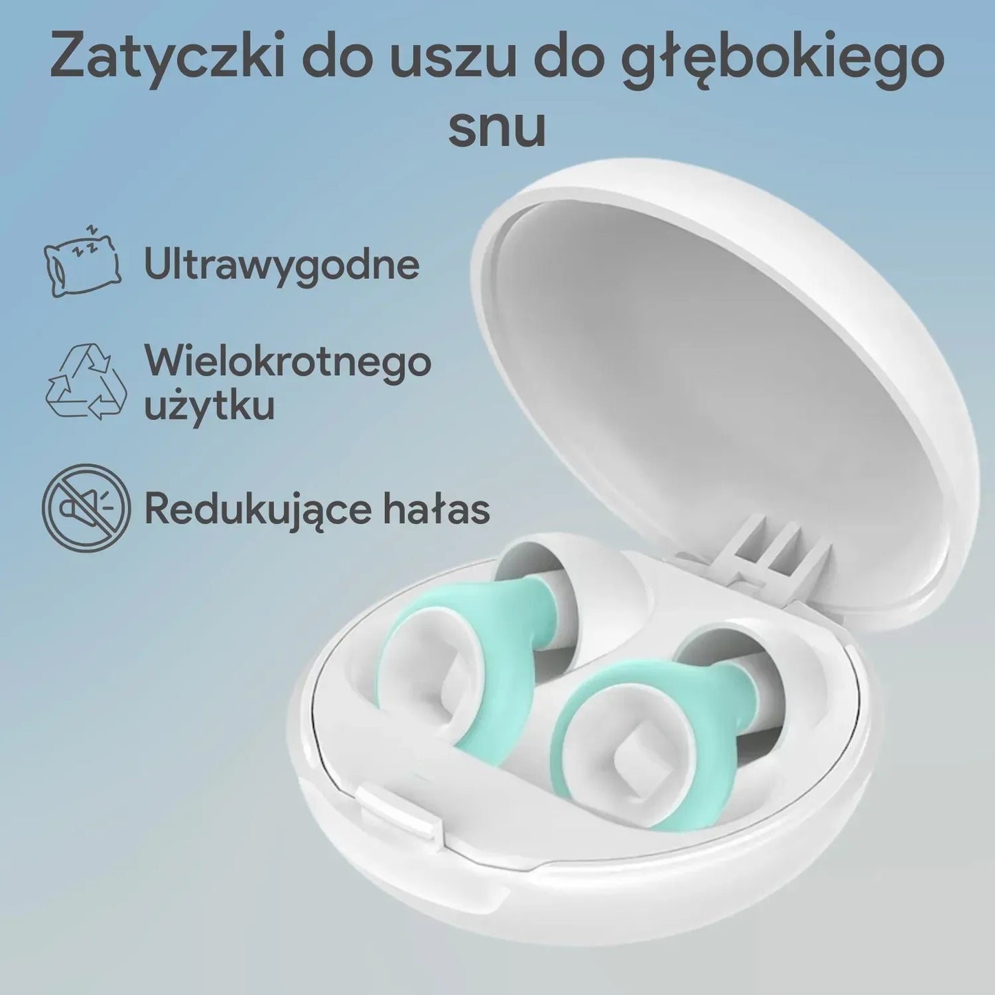 Wygodne zatyczki do uszu 99 Sheep do spania, pracy i podróży – białe i zielone (92960002)