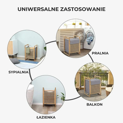 Kosz na pranie bambusowy 45L z pokrywą (91800001)