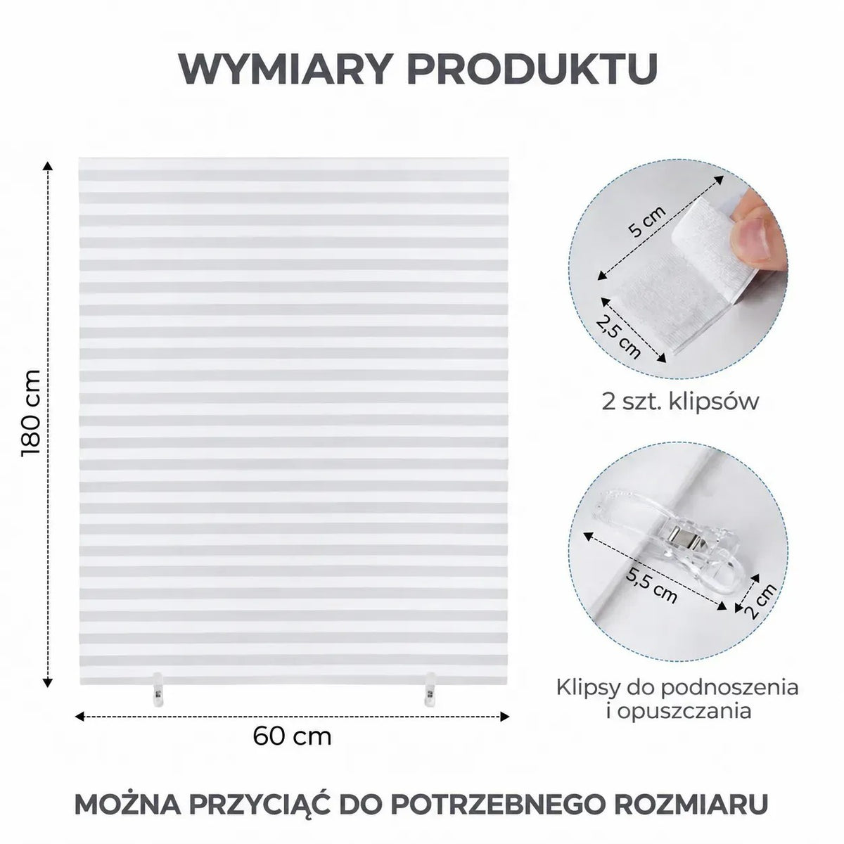 Foliowane plisy okienne chroniące przed słońcem, białe (89870003)