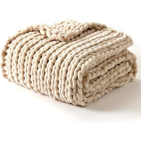 Koc Chenille Pleciony Beżowy 150x200 cm (90750001)