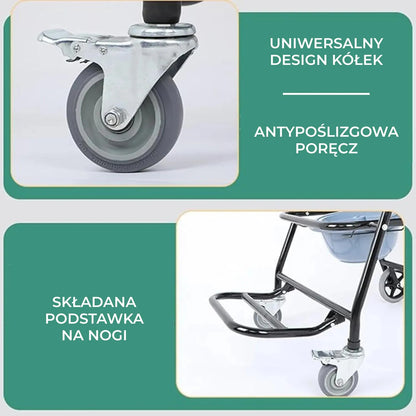 Wózek toaletowo-prysznicowy dla niepełnosprawnych z kółkami (8552)