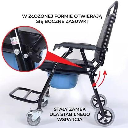 Wózek toaletowo-prysznicowy dla niepełnosprawnych z kółkami (8552)