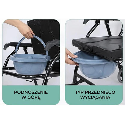 Wózek toaletowo-prysznicowy dla niepełnosprawnych z kółkami (8552)