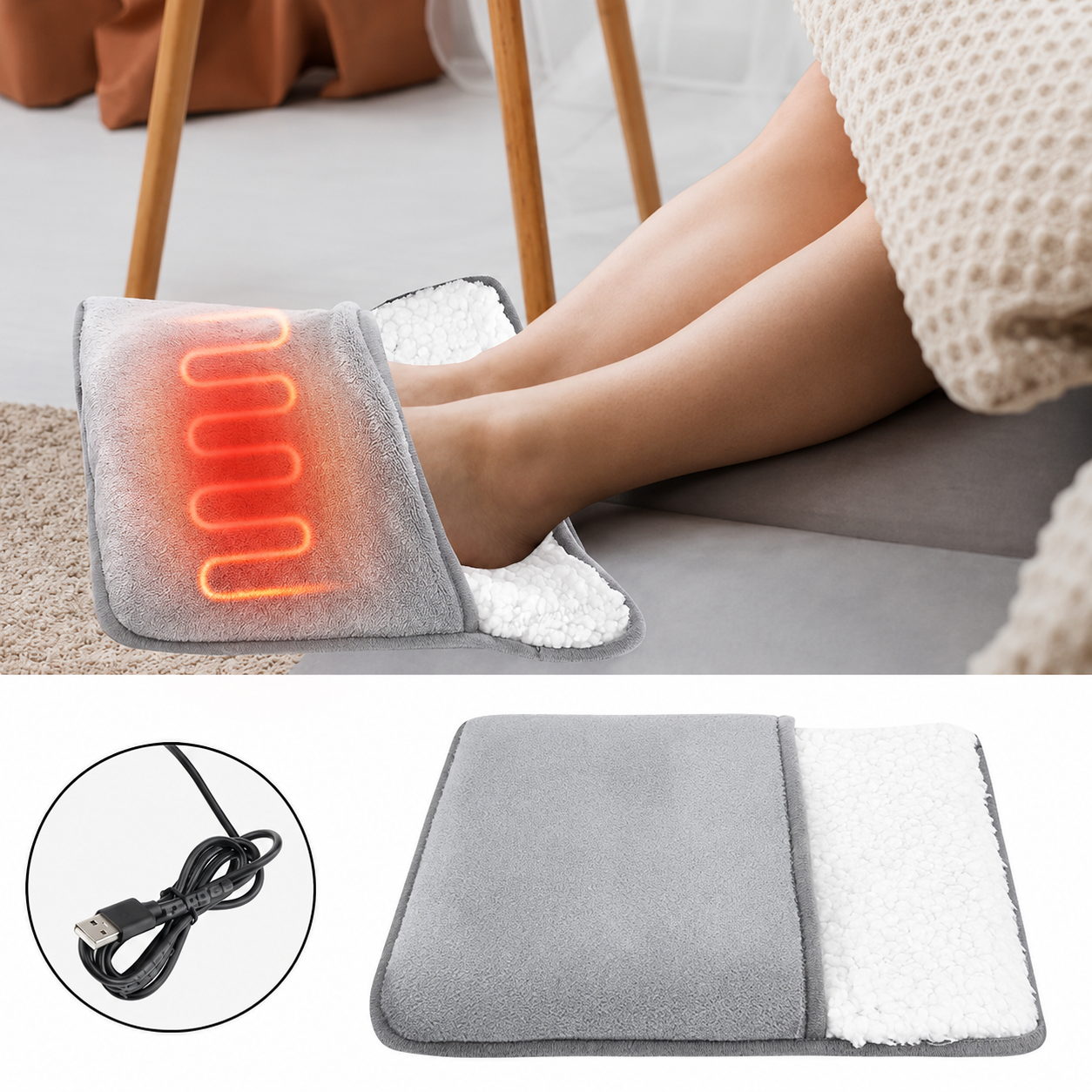 Miękki ogrzewacz do stóp z zasilaniem USB (94420001)