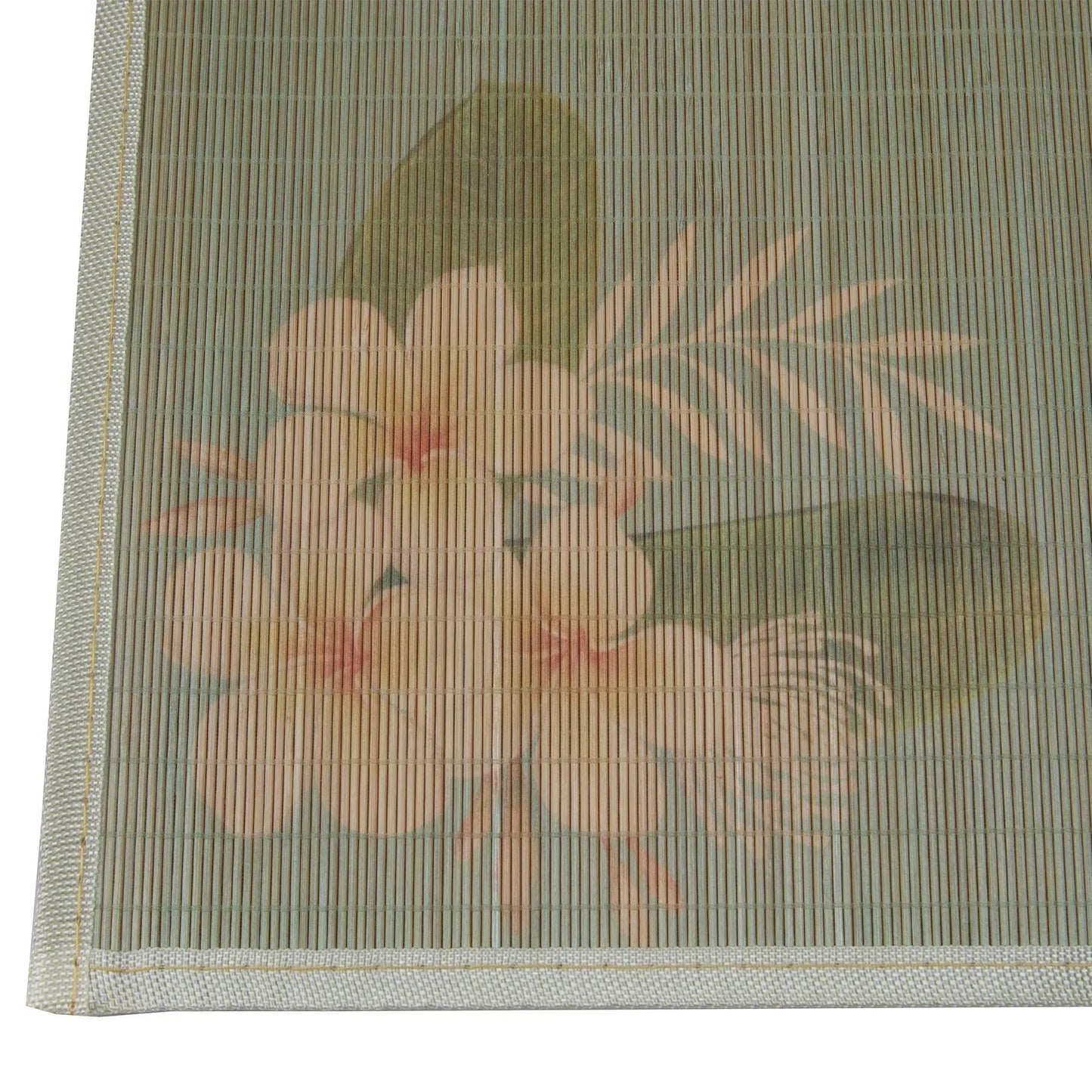 Mata bambusowa 45x30 cm oliwkowa z kwiatami (91640002)