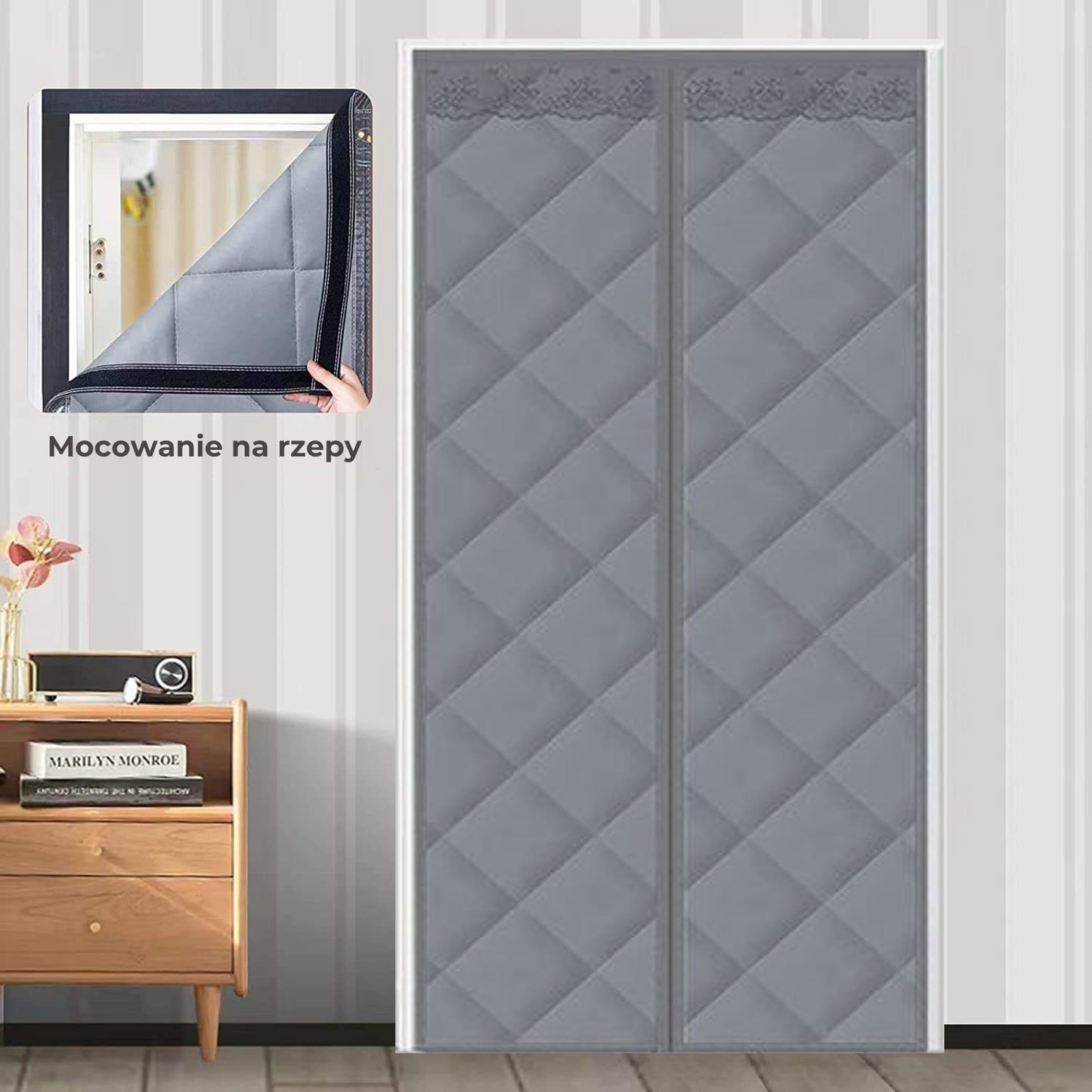 Kurtyna Magnetyczna do Drzwi Termiczna, srebny kolor 210х98 cm (83390002)