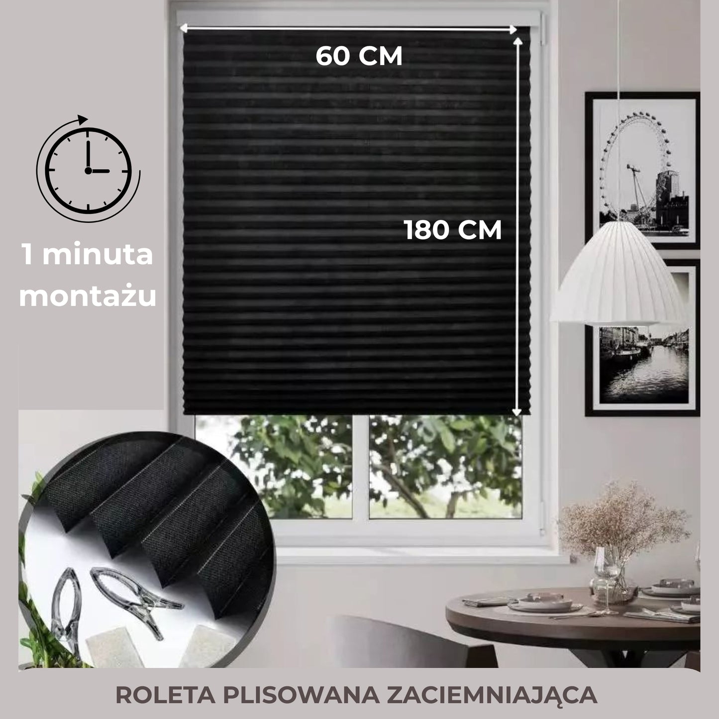 Roleta plisowana zaciemniająca na okna (89870001)