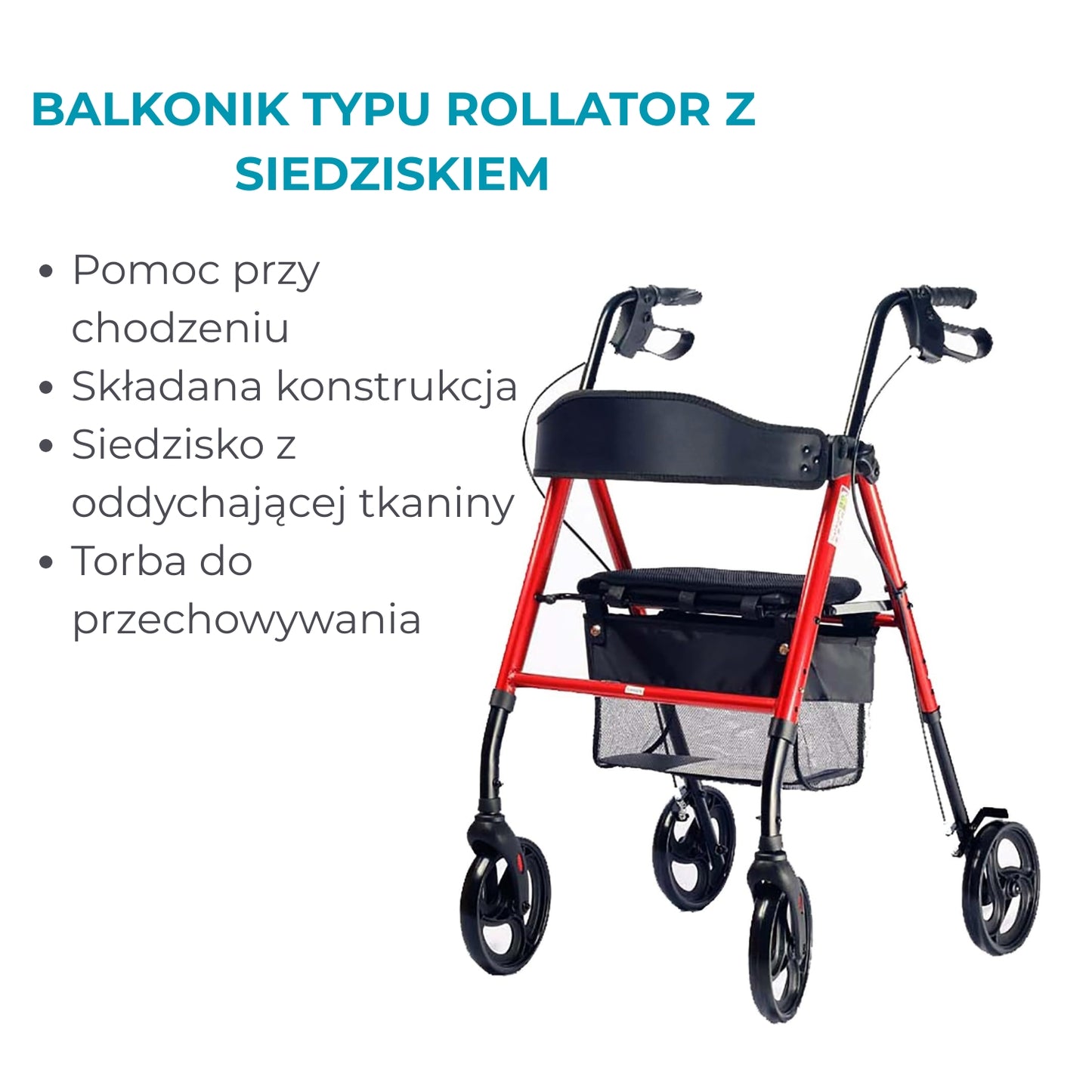 Rollator Airm Health regulowany z siedziskiem (91900001)