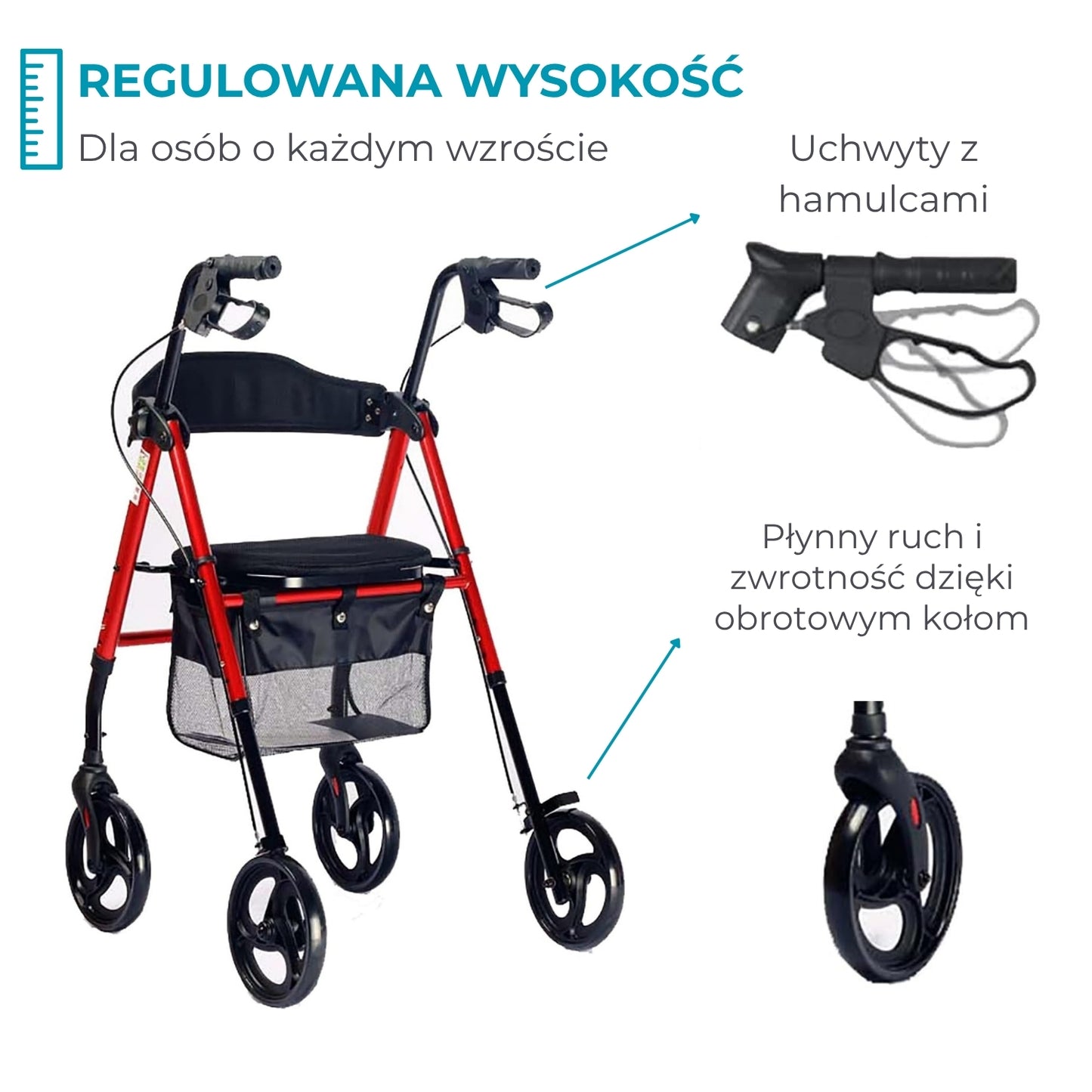 Rollator Airm Health regulowany z siedziskiem (91900001)