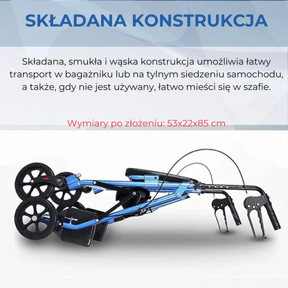 Balkonik czterokołowy z regulacją wysokości rączek dla seniorów (8236)