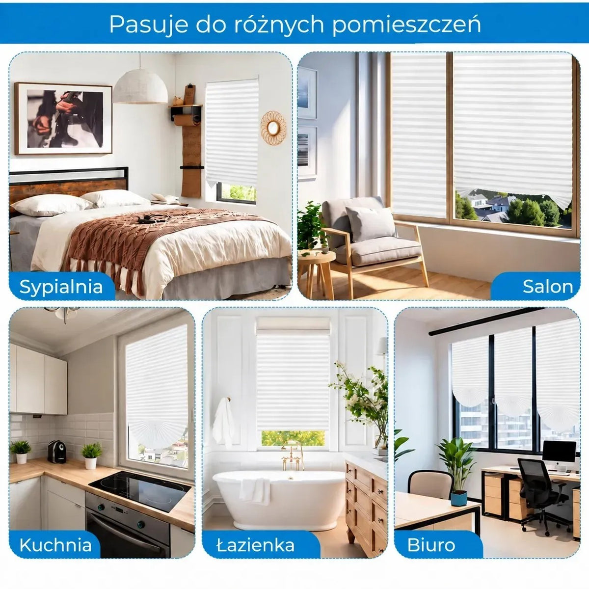 Foliowane plisy okienne chroniące przed słońcem, białe (89870003)