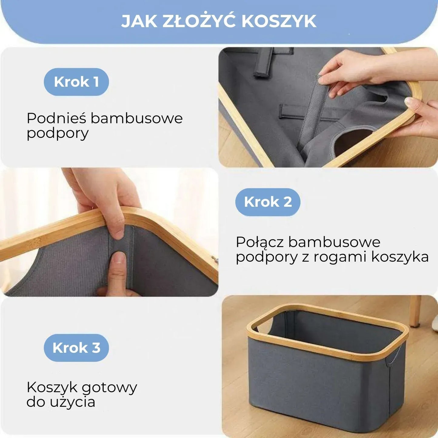 Stylowy kosz bambusowy na drobiazgi (91740001)