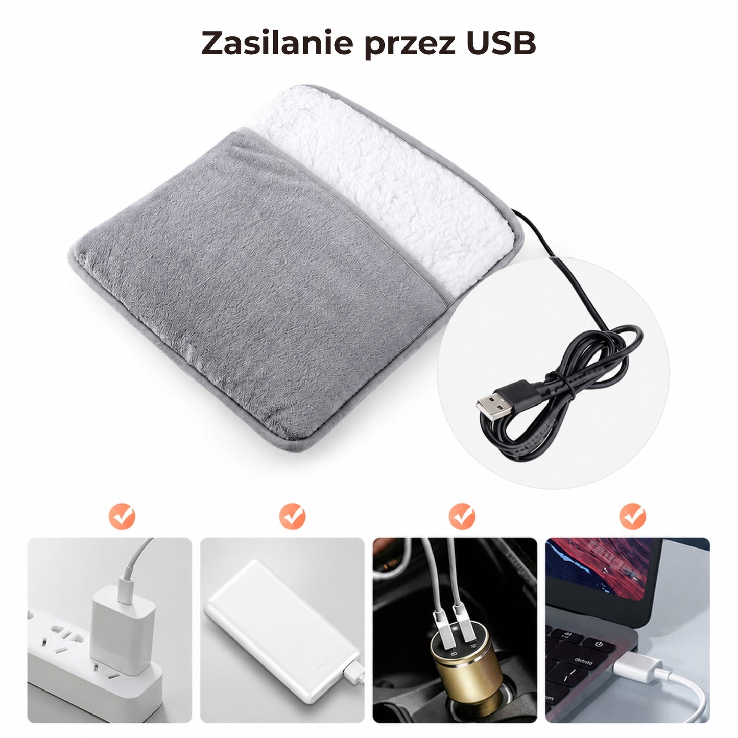 Miękki ogrzewacz do stóp z zasilaniem USB (94420001)