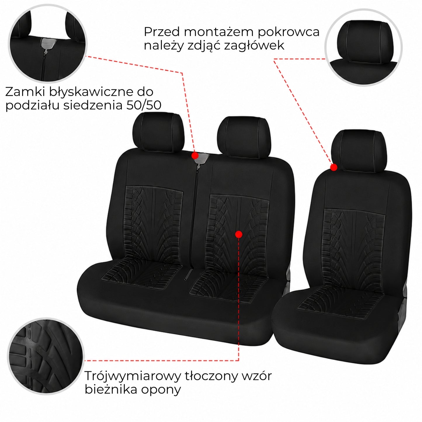 Uniwersalne pokrowce na fotele samochodowe 2+1 (94490001)