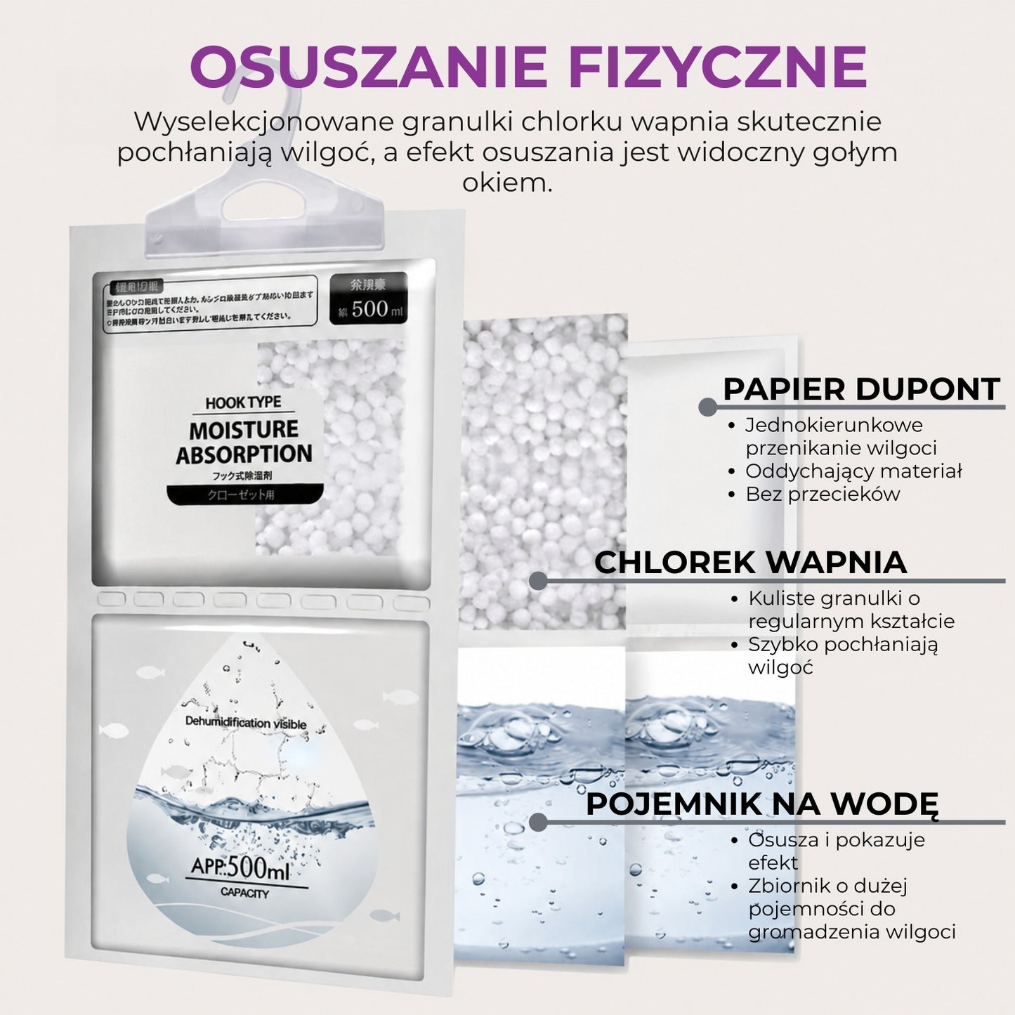 Wiszący pochłaniacz wilgoci do szafy i domu, osuszacz powietrza, 10 szt. (94440001)