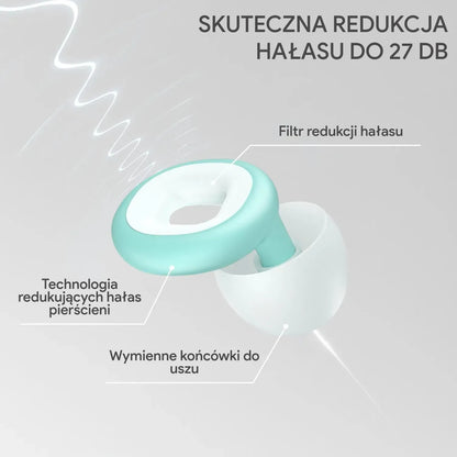 Wygodne zatyczki do uszu 99 Sheep do spania, pracy i podróży – białe i zielone (92960002)